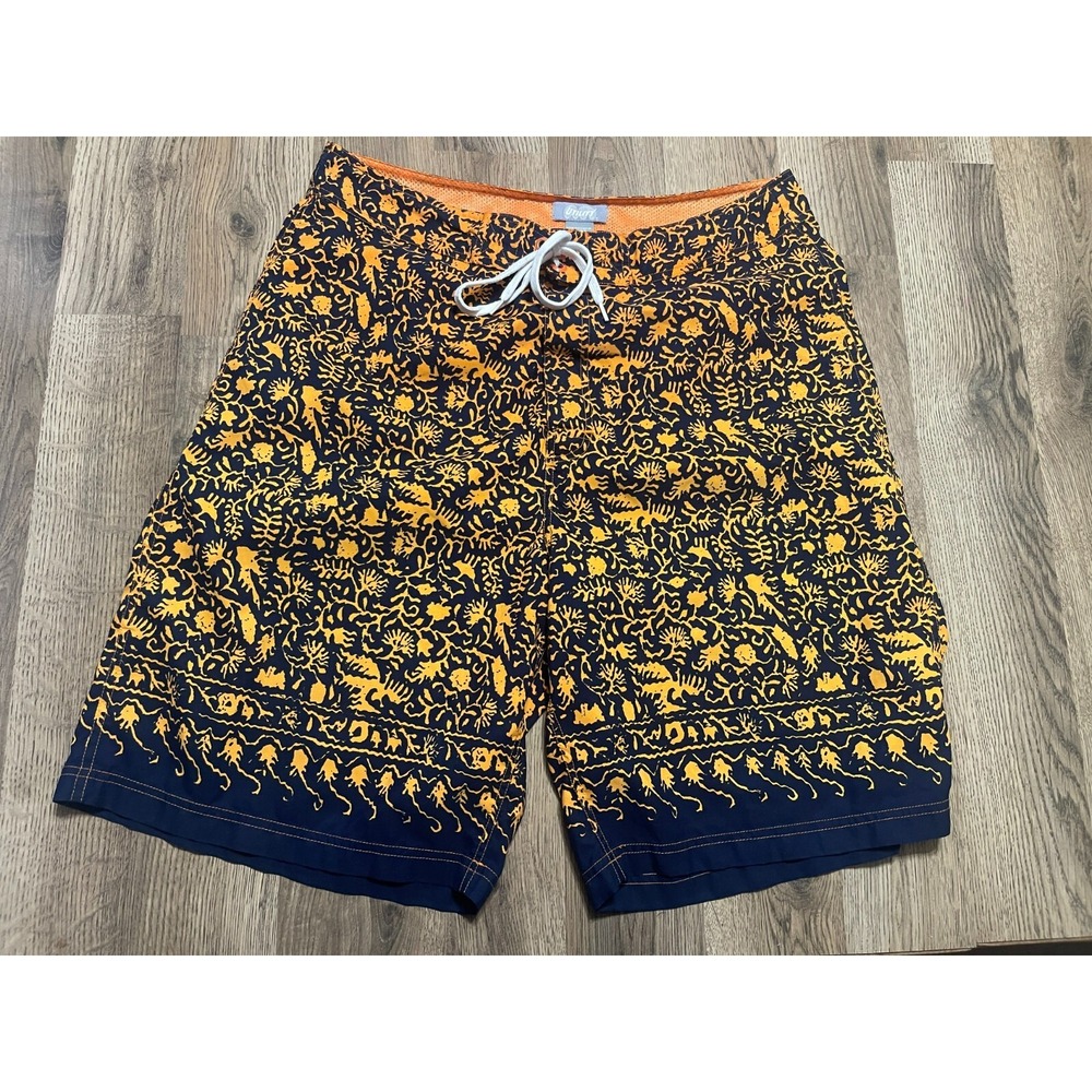Utility Shorts, Men's Size 36, Black Orange, Swim Trunks, Tie Waist, Printed